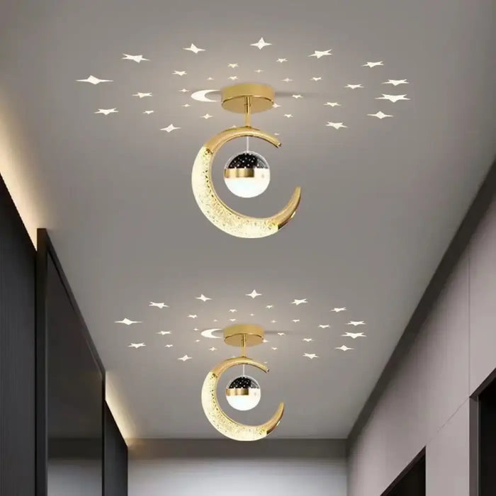 Plafonnier Lune Étoilée LED pour Chambre