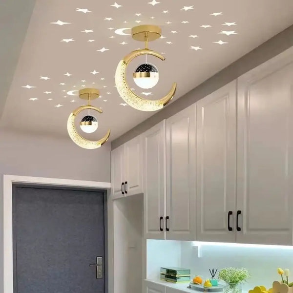 Plafonnier Lune Étoilée LED pour Chambre