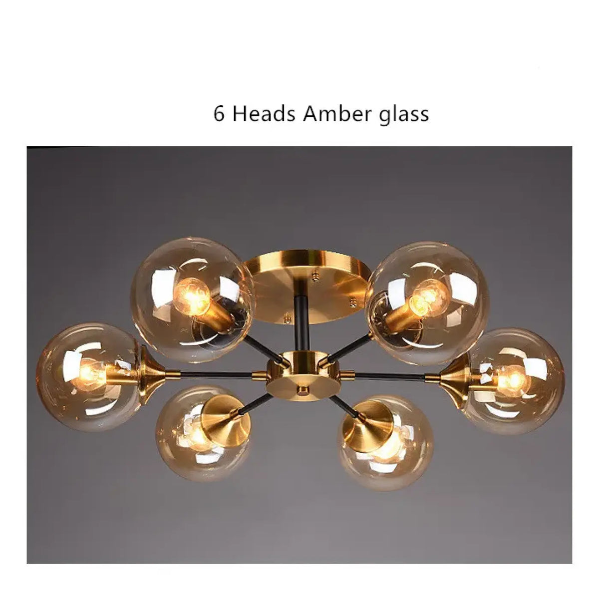 Plafonnier en Verre Ambré Style Vintage