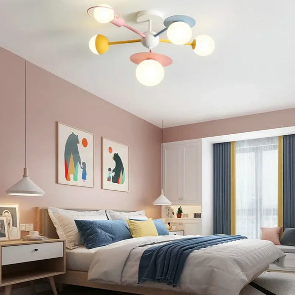 Plafonnier Grappe de Sphères Colorées pour Chambre