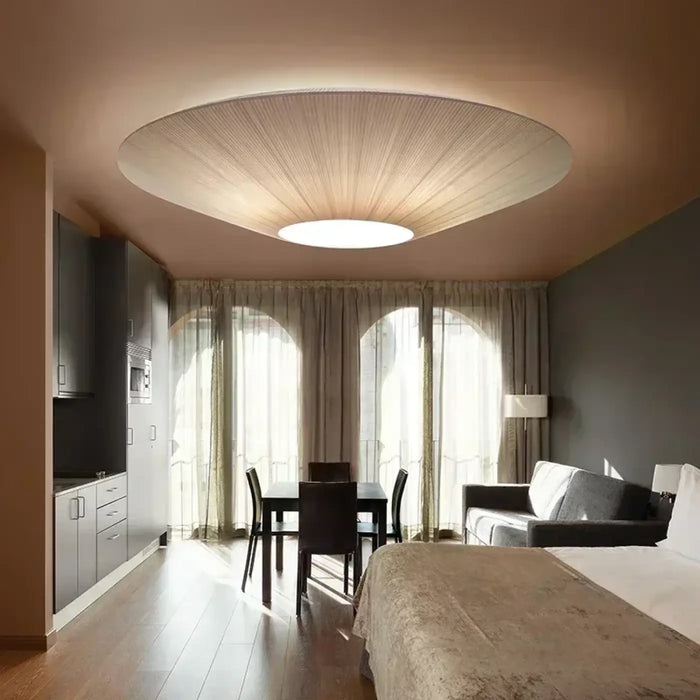 Plafonnier Dôme en Tissu Blanc ou Beige