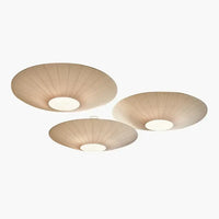 Plafonnier Dôme en Tissu Blanc ou Beige