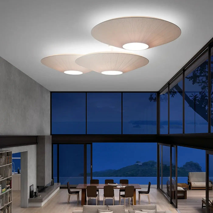 Plafonnier Rond Effet Tissu Lumineux