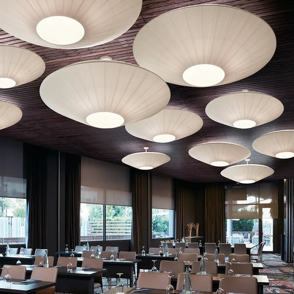 Plafonnier Rond Effet Tissu Lumineux