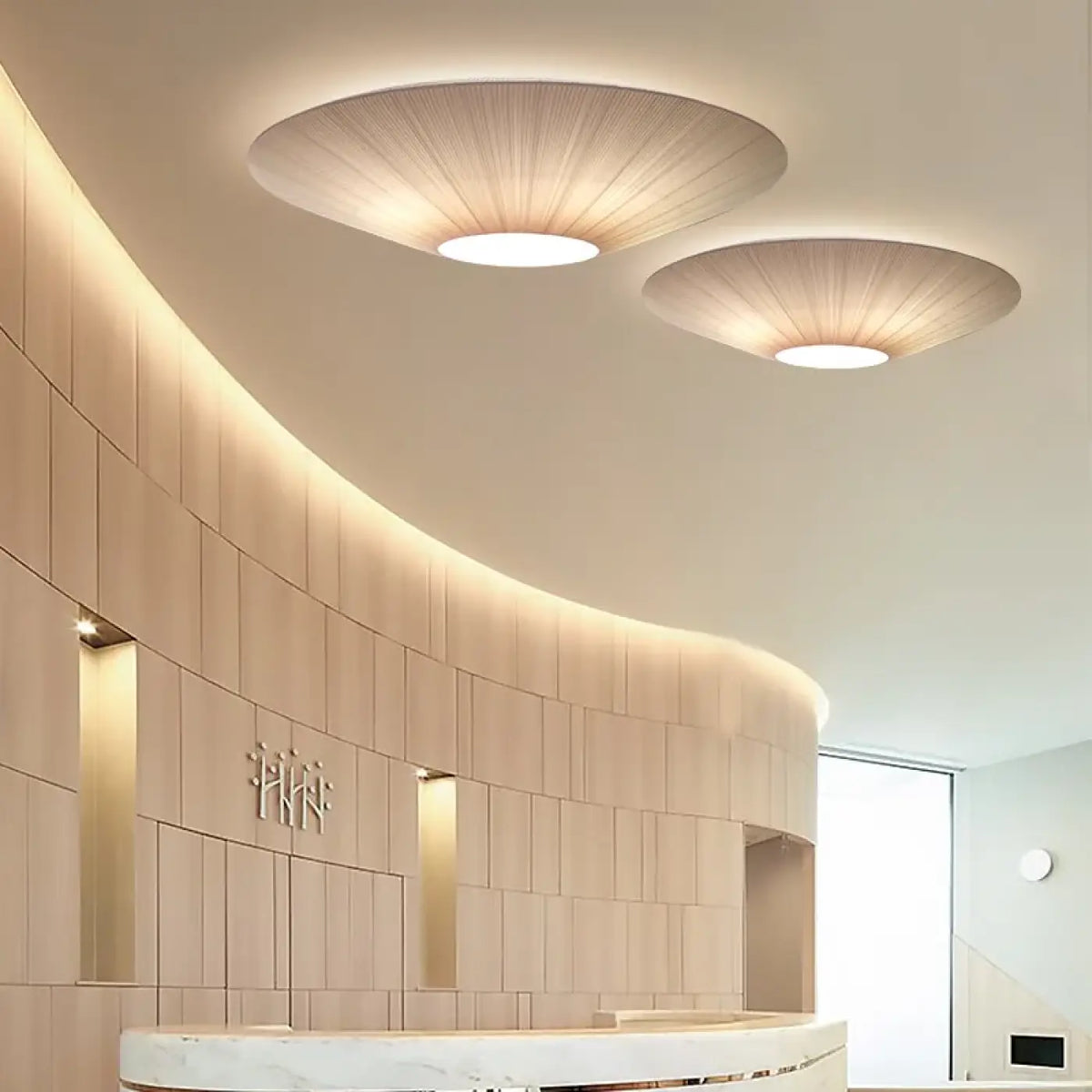 Plafonnier Rond Effet Tissu Lumineux