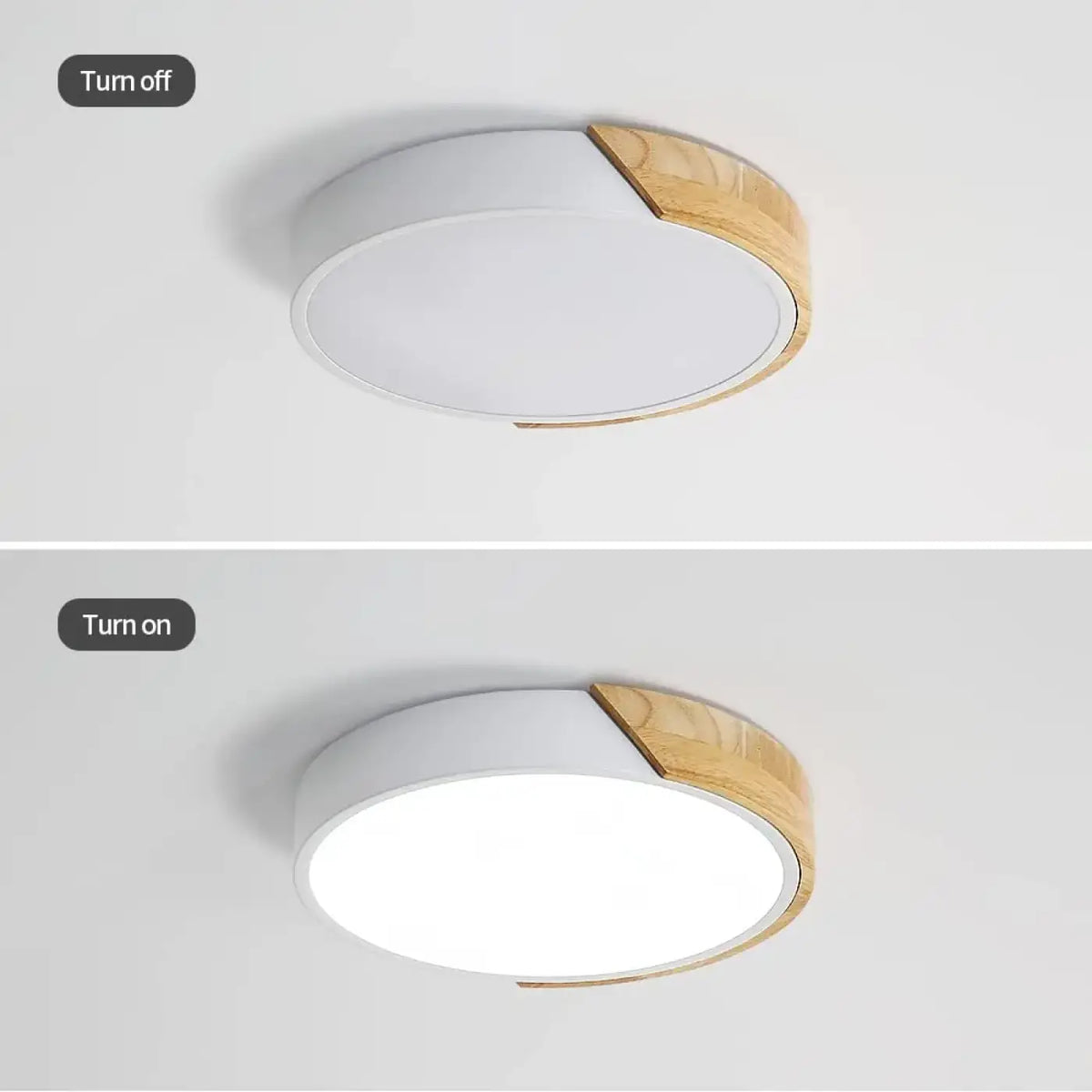Plafonnier LED Bois et Blanc Scandinave
