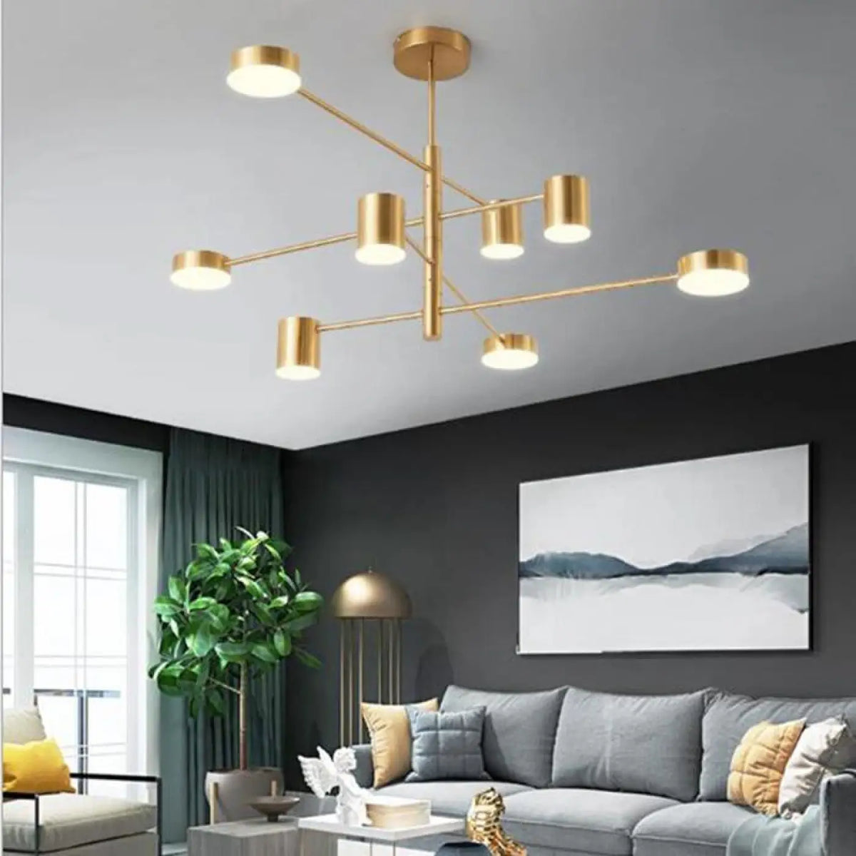 Plafonnier LED Design Noir et Doré