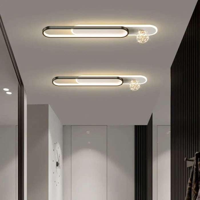 Plafonnier LED Ovale Doré avec Cristal