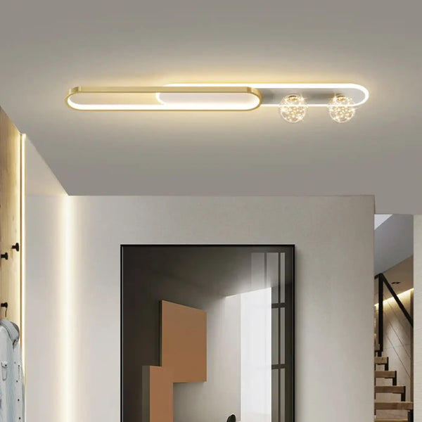 Plafonnier LED Ovale Doré avec Cristal