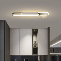 Plafonnier LED Ovale Doré avec Cristal