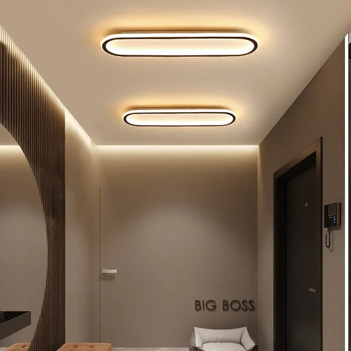 Plafonnier LED Ovale Minimaliste Noir