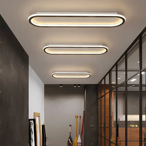 Plafonnier LED Ovale Minimaliste Noir