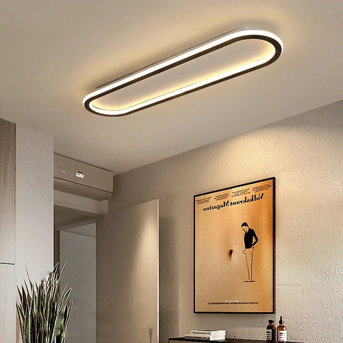 Plafonnier LED Ovale Minimaliste Noir