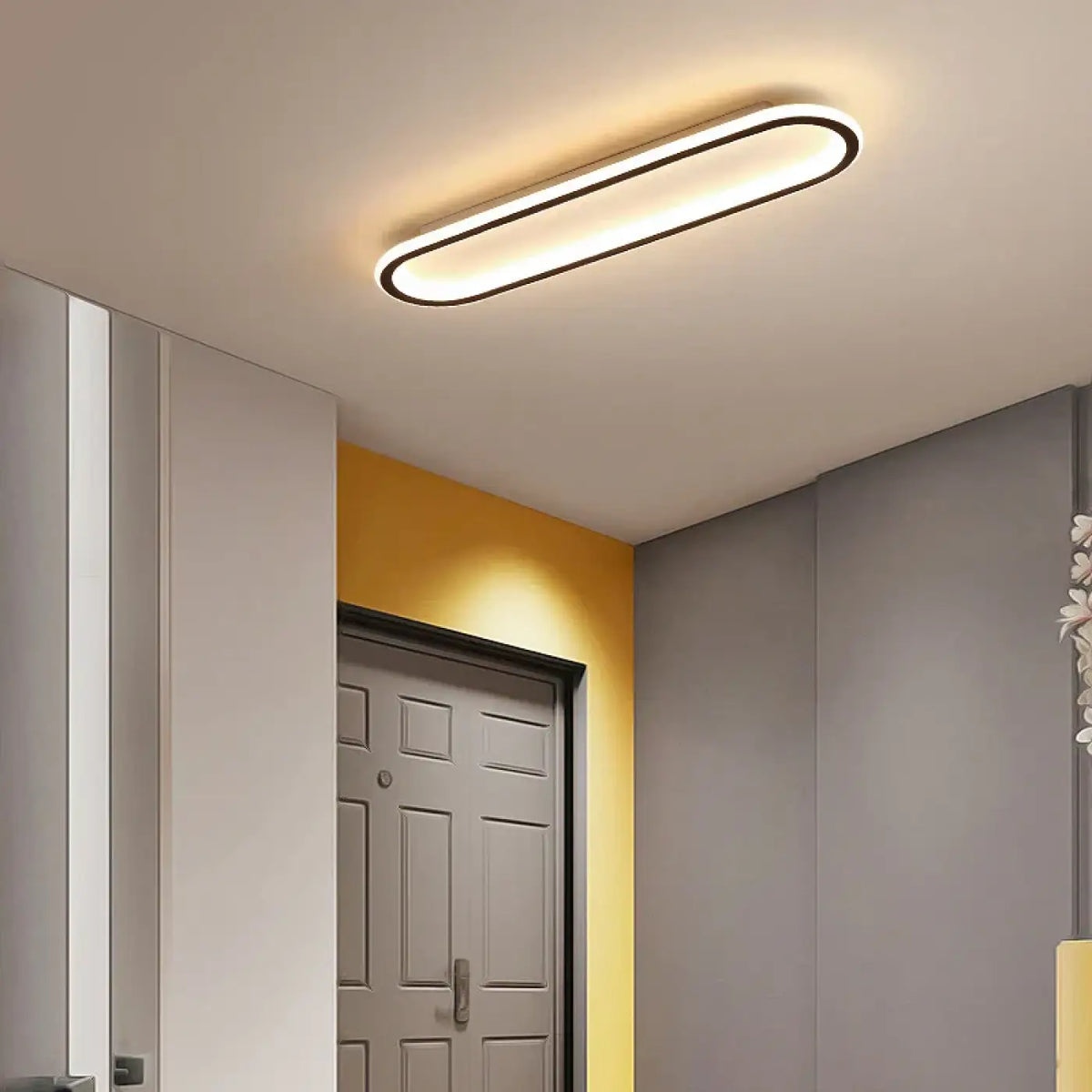 Plafonnier LED Ovale Minimaliste Noir
