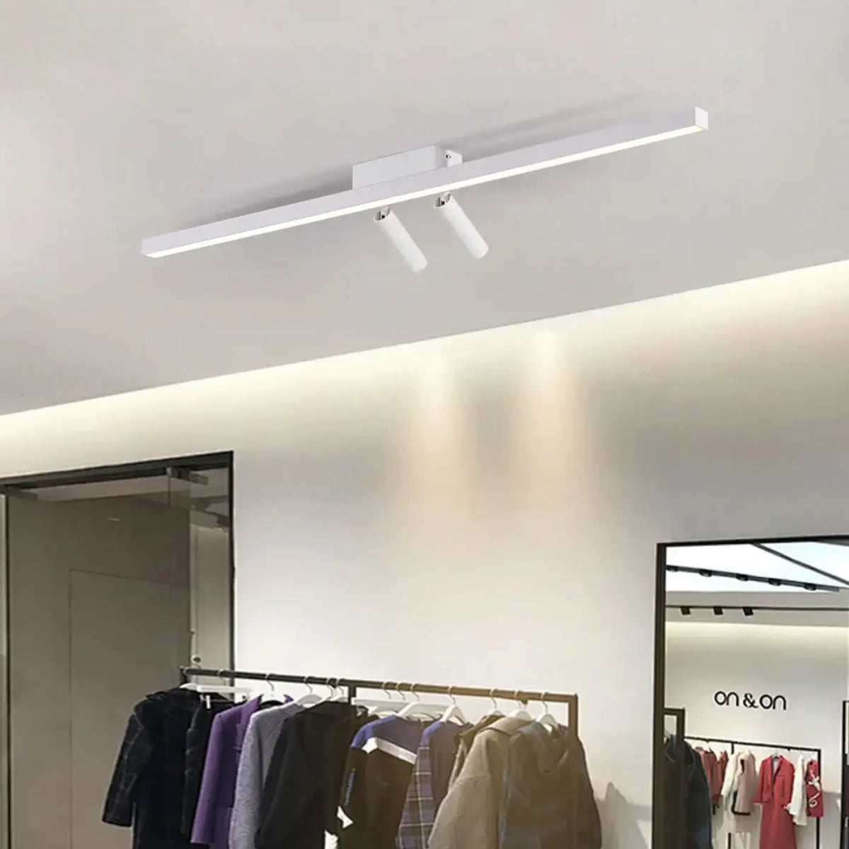 Plafonnier Linéaire Noir à Double Projecteur