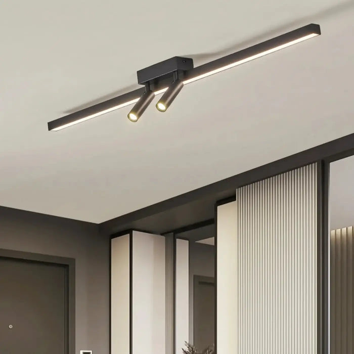 Plafonnier Linéaire Noir à Double Projecteur