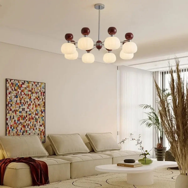Plafonnier Moderne à Globes Blancs en Verre Opalin