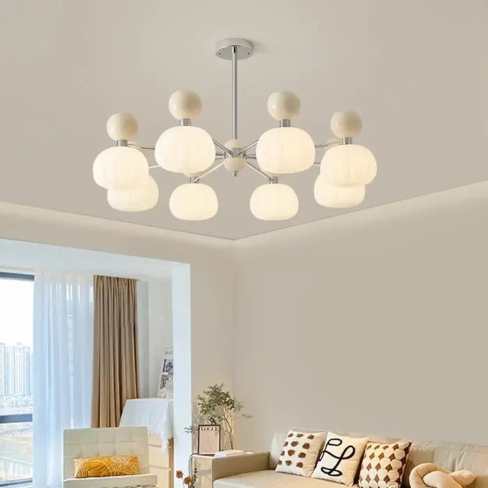 Plafonnier Moderne à Globes Blancs en Verre Opalin