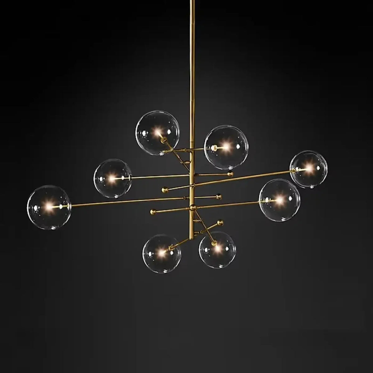 Suspension en Laiton Doré à Sphères en Verre