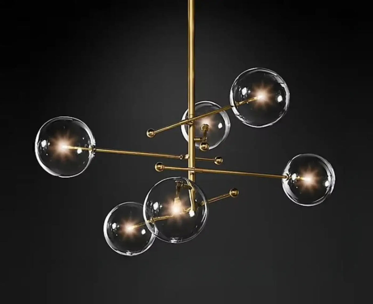 Suspension en Laiton Doré à Sphères en Verre