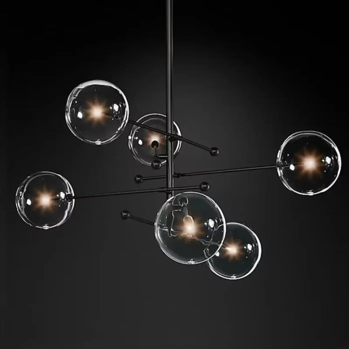 Suspension en Laiton Doré à Sphères en Verre
