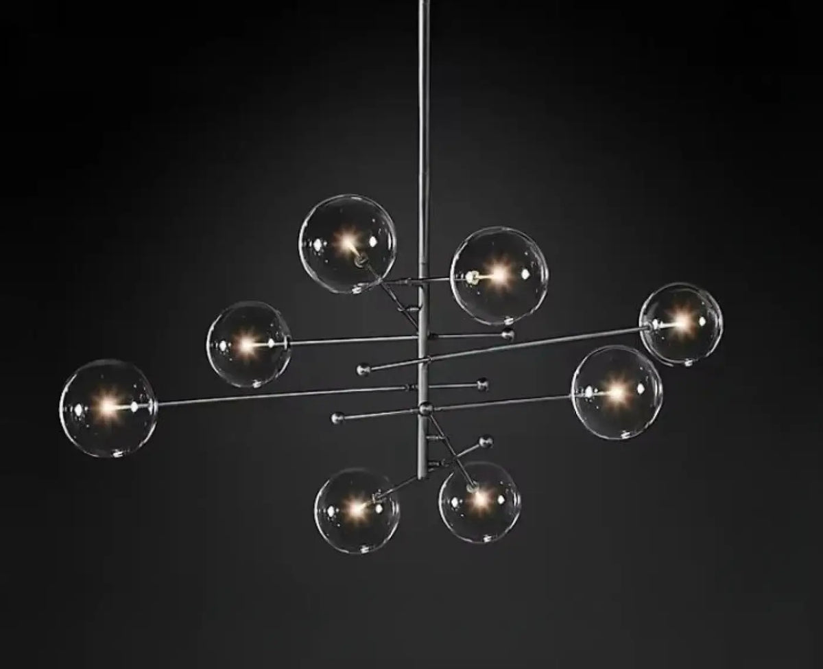 Suspension en Laiton Doré à Sphères en Verre