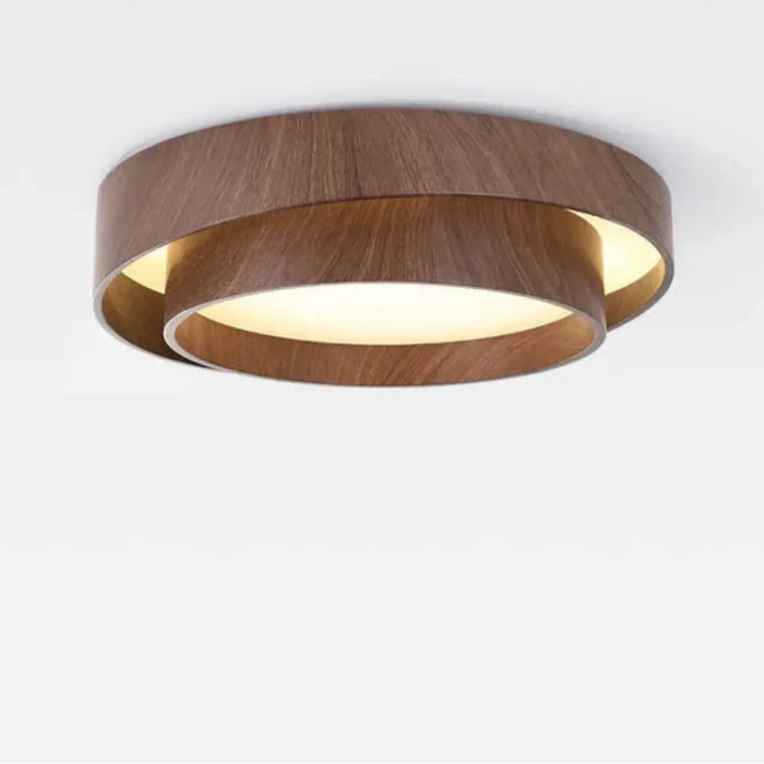 Plafonnier Rond en Bois avec Anneau Décalé