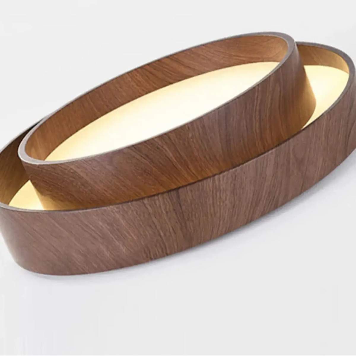 Plafonnier Rond en Bois avec Anneau Décalé