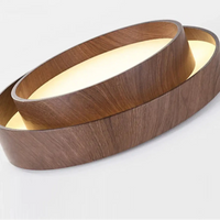 Plafonnier Rond en Bois avec Anneau Décalé