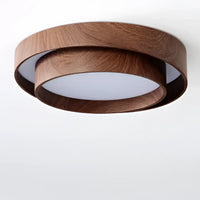 Plafonnier Rond en Bois avec Anneau Décalé