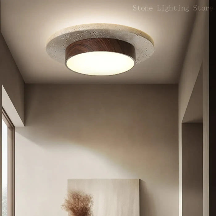 Plafonnier Rond en Bois Style Nordique
