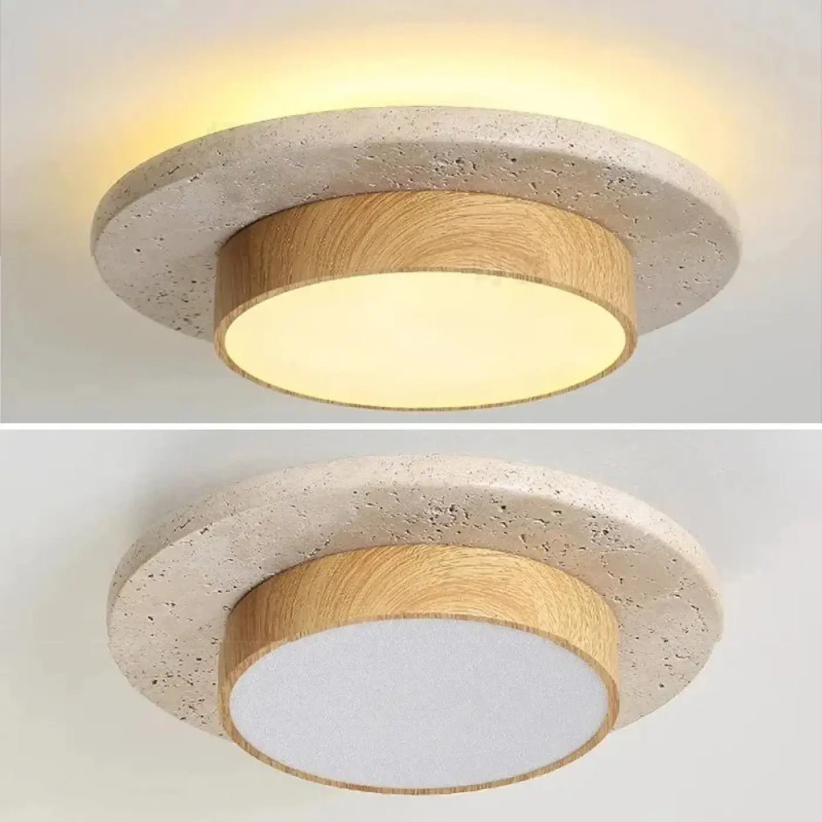 Plafonnier Rond en Bois Style Nordique