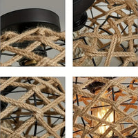 Plafonnier Rustique en Corde et Métal Naturel