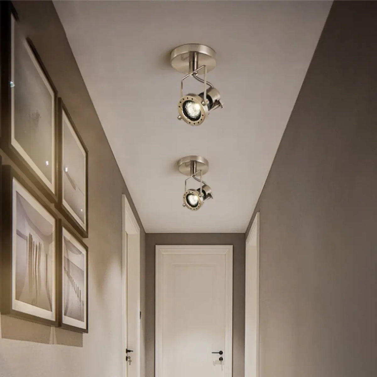Plafonnier Spot Orientable en Métal Brossé