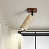 Plafonnier Spot Orientable Travertin et Bois