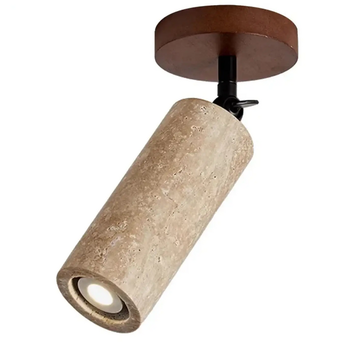 Plafonnier Spot Orientable Travertin et Bois