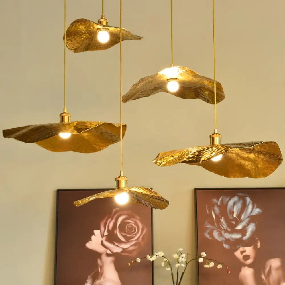 KAORI – Plafonnier Suspendu Cuivre Forme Feuille de Lotus