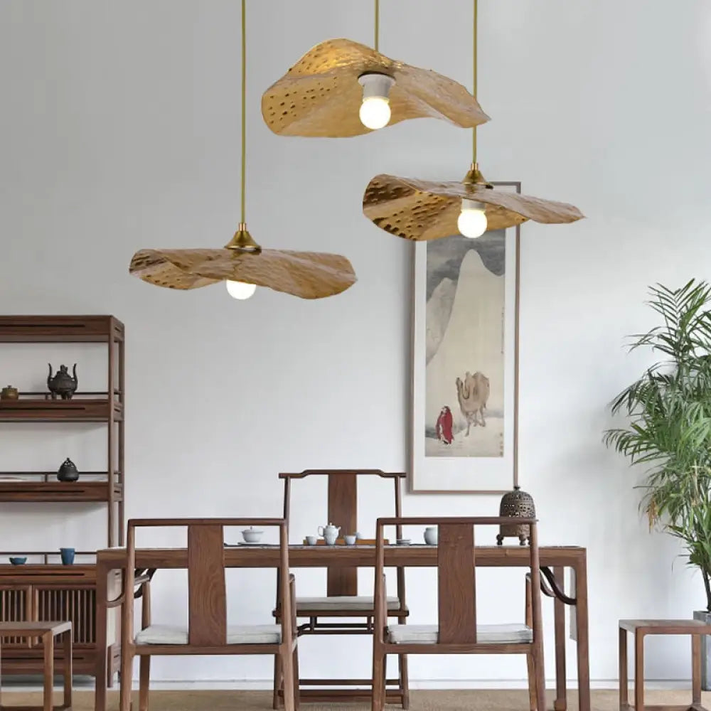 KAORI – Plafonnier Suspendu Cuivre Forme Feuille de Lotus