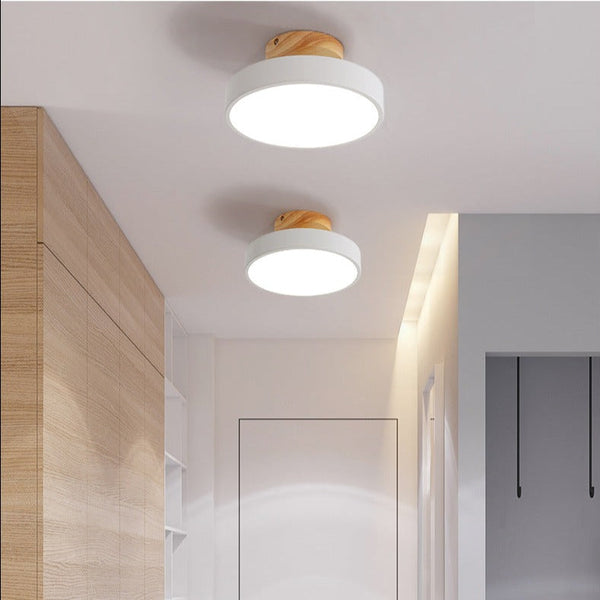 Plafonnier moderne LED en bois et métal coloré
