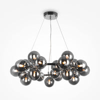 Suspension circulaire Orion avec vingt-cinq globes en verre doré