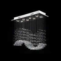 Lustre Rectangulaire Cristal Argenté Vague salle à manger