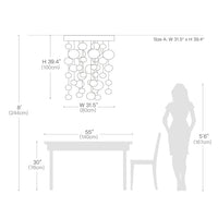 Lustre Rectangulaire Cristal Salle à Manger 8 Lumières gros plan