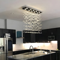 Lustre Rectangulaire Cristal Salle à Manger 8 Lumières