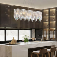 Lustre Rectangulaire Cristal Argenté 4 Lumières vue d'ensemble