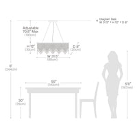 Lustre Rectangulaire Cristal Argenté 4 Lumières suspendu