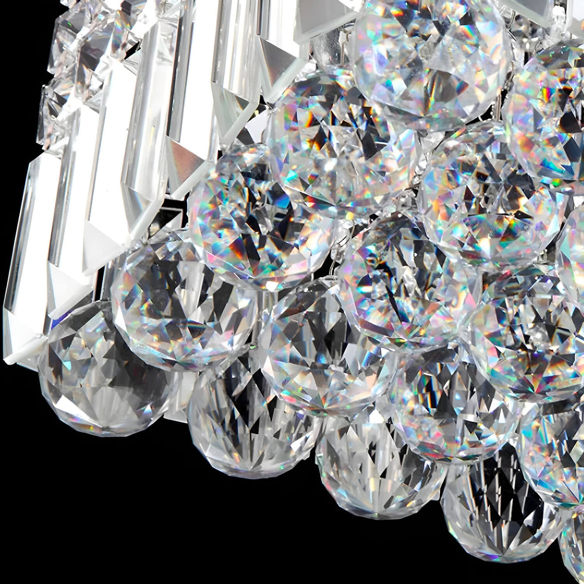 Lustre Rectangulaire Cristal Argenté 16 Lumières gros plan
