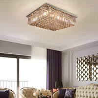 Lustre Rectangulaire Cristal Argenté 16 Lumières vue d'ensemble