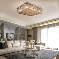 Lustre Rectangulaire Cristal Argenté 16 Lumières