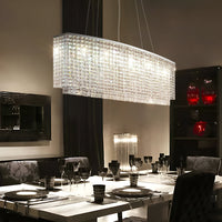 Lustre Rectangulaire Cristal Argenté Salle à Manger