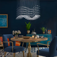 Lustre Rectangulaire Cristal Argenté Vague